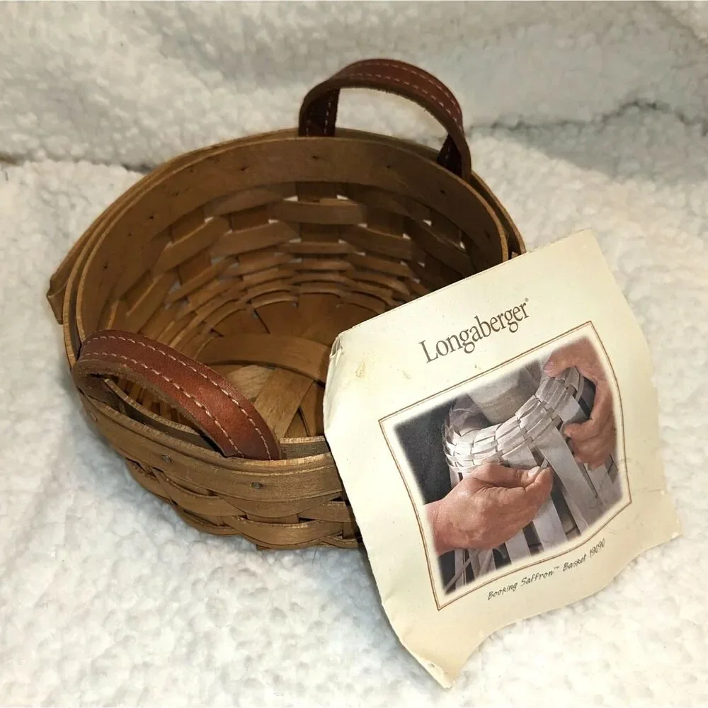 Longaberger Booking Saffron Basket Leather Handles Liner Paperwork USA